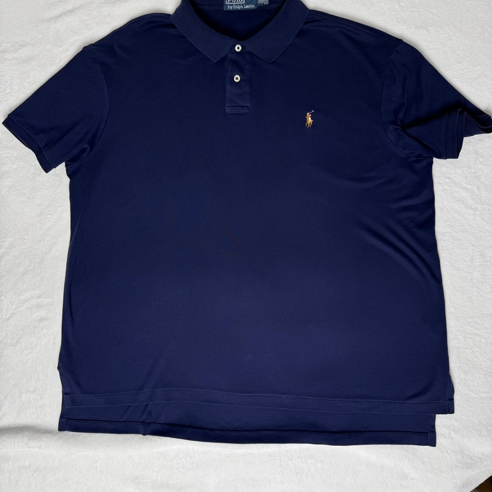 TWO holes Polo Ralph Lauren Mens XL Navy Blue Short Sleeve Polo Shirt Pony